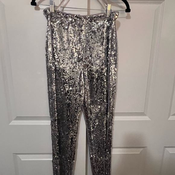 Milly Silver Sequin Trousers - Picture 1 of 5